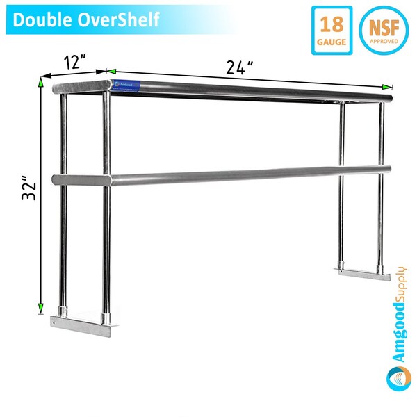 12in X 24in Stainless Steel Double-Tier Shelf